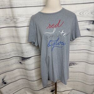 Under Armour Gray Tee with Red, White, and Blue Graphic